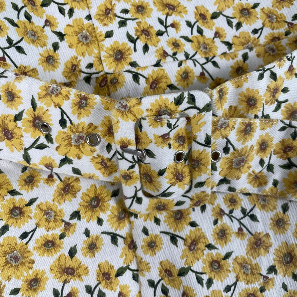 Forever 21 Sunflower Floral Mini Dress w/ Belt Yellow 90s Cottagecore Small - Picture 7 of 13